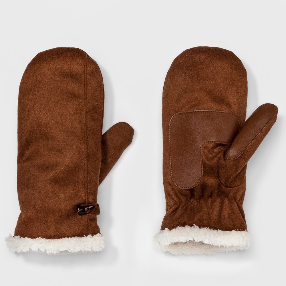 NWT! Cognac Brown Mittens w/ Soft Plush Interior